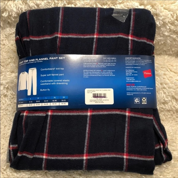 Hanes Knit Top Flannel Pants Mens Size 2XL Pajamas New With Tags Super … - Picture 2 of 9